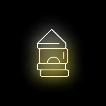 Building blocks structure glowing neon yellow and white Ilustración de archivo