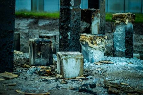 Building blocks (support structure) for new building (Alsion) in Denmark Fotos de archivo