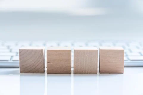 Building Blocks on table with white background Stock Photos