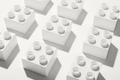 Building blocks on white background, closeup Stock Photos