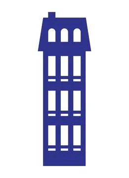 Building blue silhouette facade 스톡 일러스트