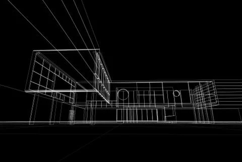 Building blueprint 3d rendering Ilustración de archivo