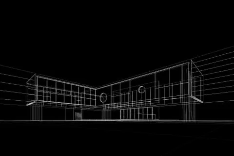 Building blueprint 3d rendering Ilustración de archivo