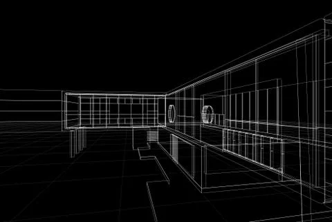 Building blueprint 3d rendering Ilustración de archivo