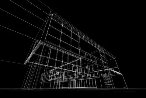Building blueprint 3d rendering Ilustración de archivo