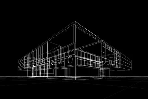 Building blueprint 3d rendering Ilustración de archivo