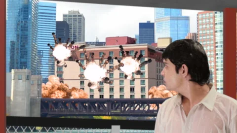 Building bomb blast by the terrorists Video stock 197407997