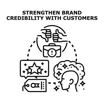 Building brand credibility through customer trust and good reputation Stock Illustration