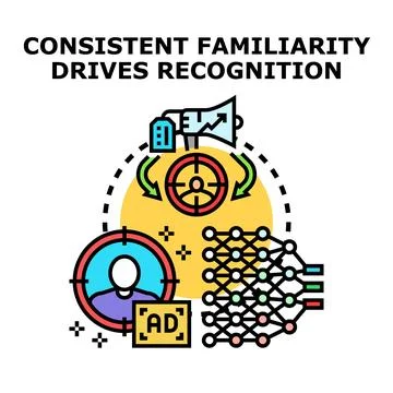 Building brand recognition through consistent advertising targeting Stock Illustration