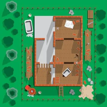 Building brick house. Stock Illustration