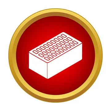Building brick material isometric icon in red circle Stock Illustration