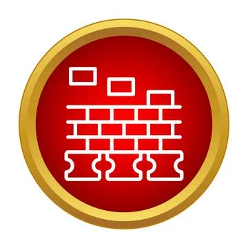 Building brick wall construction progress icon in flat design Stock Illustration