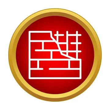Building brick wall with rebar construction icon Stock Illustration