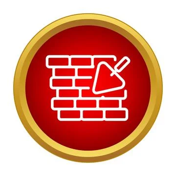 Building brick wall with trowel construction icon Stock Illustration