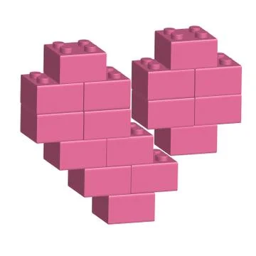 Building bricks in 3D broken heart Stock Illustration