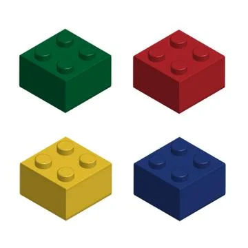 Building bricks in 3D isolated set Stock Illustration