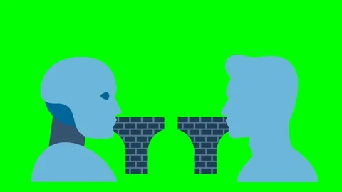 Building bridge between robotics, humans. Establishing contact. Human with AI Stock Footage 321273509