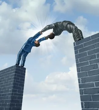 Building a bridge Stock Illustration