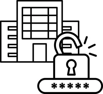 A building with a broken lock on the door Ilustración de archivo