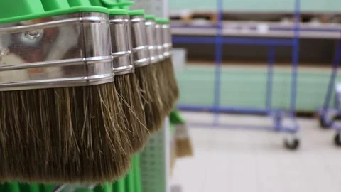 Building brushes at the store Stock Footage 204746788