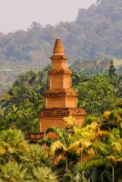 Building a building pagoda in the jungle of Thailand Stock Photos