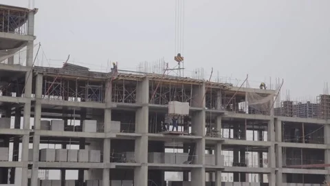 Building of the building in winter Stock Footage 83674819