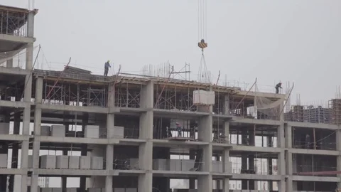 Building of the building in winter Stock Footage 83674837