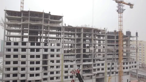 Building of the building in winter Stock Footage 83674850