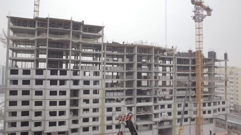 Building of the building in winter Stock Footage 83674872