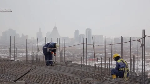 Building of the building in winter Stock Footage 83680955
