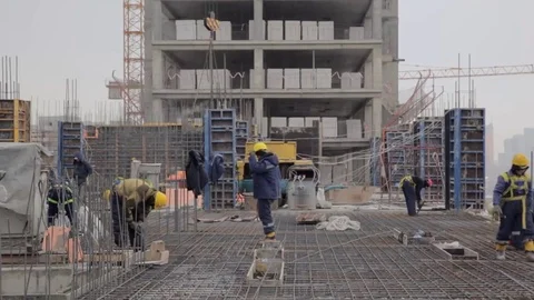 Building of the building in winter Stock Footage 83739398