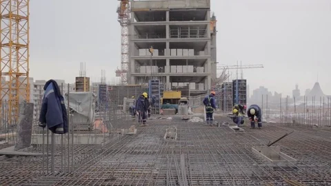 Building of the building in winter Stock Footage 83739410