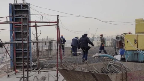 Building of the building in winter Stock Footage 83739414