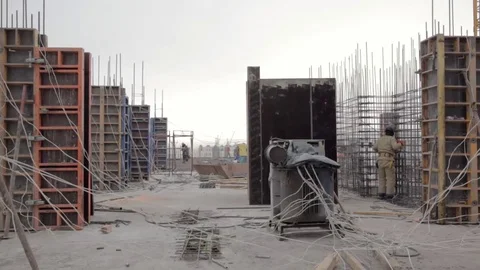 Building of the building in winter Stock Footage 83739444