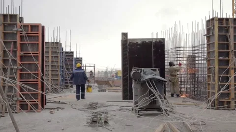 Building of the building in winter Stock Footage 83739456