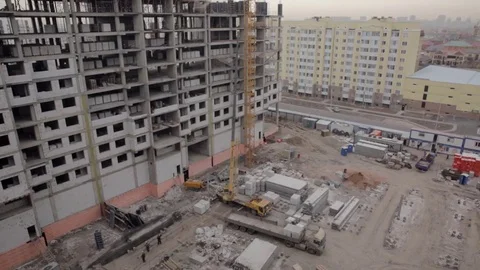 Building of the building in winter Stock Footage 83739502