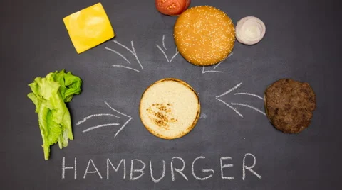 Building a Burger. Stop motion animation Stock Footage 64498538