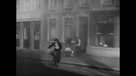 Building burn down in fire as the Nazis attack - 1931-1941 Stock Footage 83848868