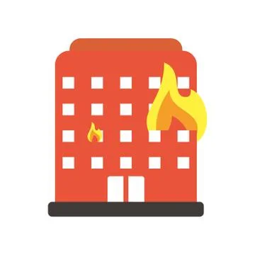 Building burning with fire flames flat style icon Ilustración de archivo