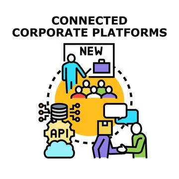 Building business connections using connected corporate platforms Stock Illustration