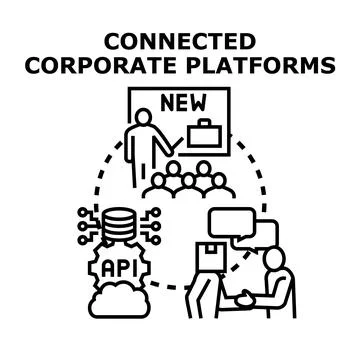 Building business connections using connected corporate platforms Stock Illustration