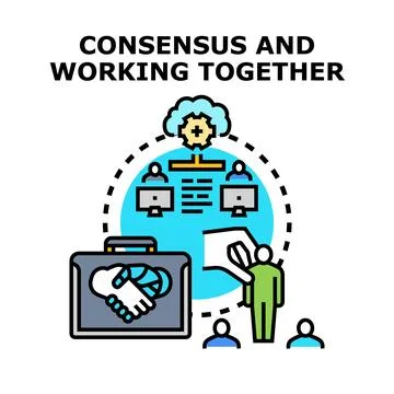Building business consensus and working together concept Illustrazione stock