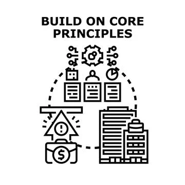 Building business upon core principles for success and growth Ilustración de archivo