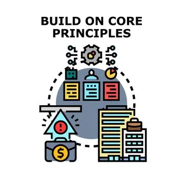 Building business upon core principles for success and growth Stock Illustration