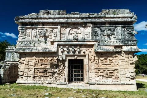 Building called Nunnery (Edificio de las Monjas) in ancient Mayan city Chiche Stock Photos