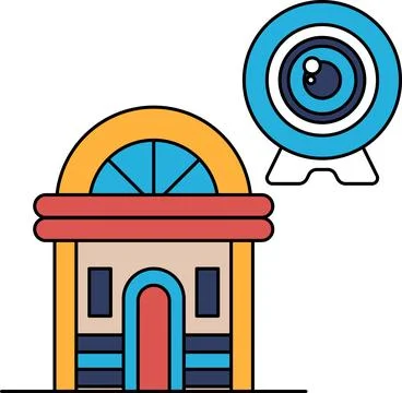 A building with a camera on top of it Ilustración de archivo