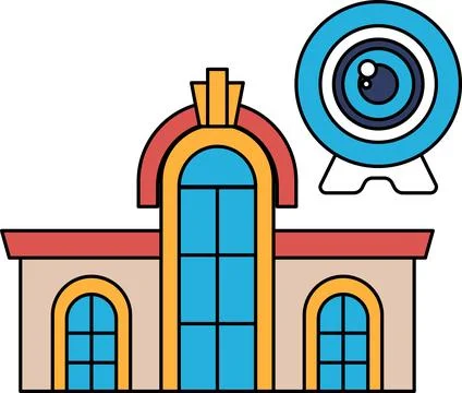 A building with a camera on top of it Ilustración de archivo