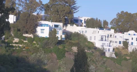 Building-capped mountain in Tunisia Stock Footage 62834596