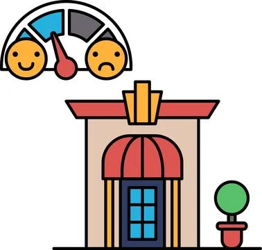 A building with a car on top of it and a speedometer Ilustración de archivo