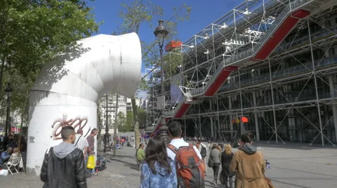 Building of Centre Georges Pompidou in Paris Stock Footage 64651032